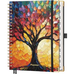 AHGXG Academic Planner 2026-2027, July 2026 - June 2027, Weekly and Monthly, 8.5" x 11", Hardcover, Spiral-Bound, Calendar, Agenda for Women, Student, School, 12-Month Tabs (Colourful Tree)