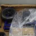 Medline Lightweight Foldable Transport Wheelchair with Handbrakes and 12-Inch Wheels, Blue Frame, Black Upholstery