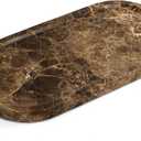 YMXYJM Genuine Real Natural Marble Tray for Bathroom, Luxury Dark Brown Stone Vanity Tray, Decorative Oval Trays for Countertop Storage, Vanity, Dresser, Kitchen, Home Decor, 11.8" x 6", Brown