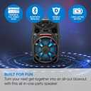 iLive Bluetooth Party Speaker with FM Radio, USB, LED Lights & Wheels