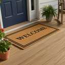Ottomanson Coco Coir Front Door Mat Heavy Duty Natural Coir Welcome Mat, Non-Slip Outdoor Entryway Rug, Dirt Scraper Door Mat for Porch & Entrance, Welcome, 36" x 72"