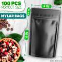 2 x 100Pcs Black Mylar Bags for Food Storage - Smell Proof Bag Small Ziplock Bag Organizer Kitchen Storage Small Jewelry Bags - 6x4 Heat Seal Bags Mylar Food Storage Bags Resealable Bags Candy Bags