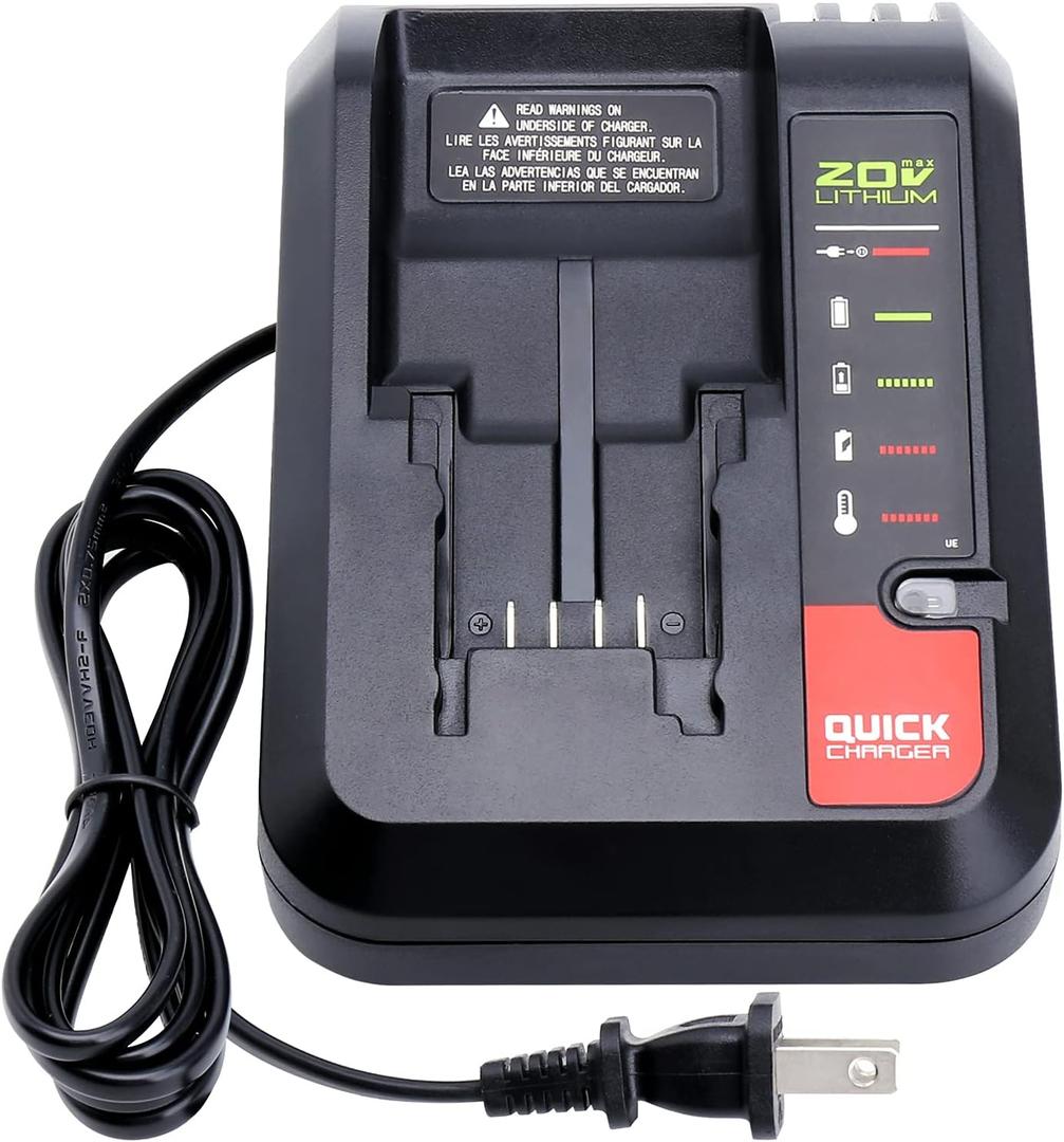 Elefly 20V Battery Charger PCC692L Compatible with Porter Cable 20V Lithium Battery PCC680L PCC685LP and Compatible with Black Decker 20V Battery LBXR20 LB2X4020