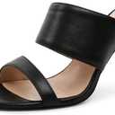 Esvowido Womens Mule Heels Square Open Toe Slip On 3.9 Inch Stiletto High Heels Mules Sandals Double Band for Party Wedding Office Date Bridal Summer Fashion, Size: 8