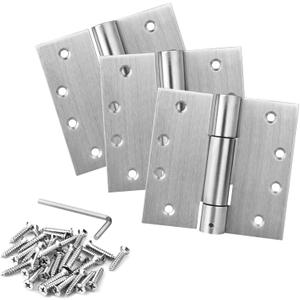 3 Pack 4" x 4" Self Closing Door Hinges, Spring Hinges, Stainless Steel