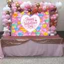Happy Valentine's Day Banner Backdrop 8x6FT Pink Love Heart Valentines Photography Background Colorful Heart Valentines Party Decorations Photo Props (8x6FT: 96x72 inch)