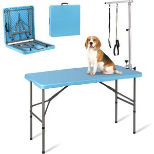 Large Dog Grooming Table for Large Dogs 46" Pet Grooming Table Foldable Pet Station at Home Pet Bathing Station with Adjustable Height Portable Drying Table with Arm Noose for Dogs Cats