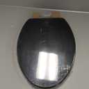 Black Elongated Toilet Seat Natural Wood Toilet Seat with Zinc Alloy Hinges, Easy to Install also Easy to Clean, Scratch Resistant Toilet Seat by Angol Shiold (Elongated, Black)