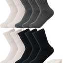 SoBomKinta 10 Pack Women's Boot Socks - Present for Wife Crew Socks - Birthday Soft Calf Sock 10 Pairs Gifts Size 5-11 3 Black 4 Beige 3 Greycks
