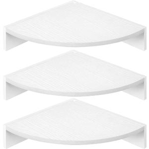 Corner Shelves 3-Pack for Bathroom & Kitchen, Space-Saving Floating Corner Wall Shelf with Easy Installation- White (Set of 3)