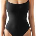 SUUKSESS Women Sexy Square Neck Thong Bodysuit Backless Cami Bodysuit Top S