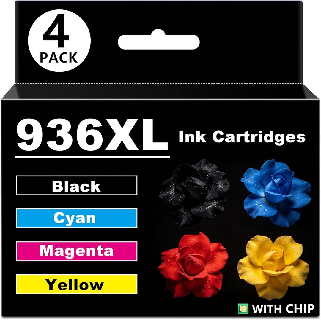 DOUBLE D Compatible 936 936e Replacement for 936 936e Ink Cartridges Work with OfficeJet Pro 9110b, 9125e, 9128e, 9130b, 9135e OfficeJet Pro Wide Format 9730e Printer (BK/C/M/Y, 1 Set)