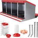 Nesting Boxes for Chickens  4 Hole Roll Out Chicken Nesting Box with Reverse Egg Collection, Galvanized Steel Coop Nest with Perch, Fits Up to 20 Hens