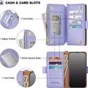 Antsturdy Compatible with Motorola Moto G Stylus 5G 2022 Wallet Case with Card Holder for Women Men Phone Case RFID Blocking PU Leather Flip Cover with Strap Zipper Credit Card Slots,Light Purple