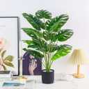 Der Rose 28" Black Pot Fake Monstera Plants, Large Artificial Potted Plants for Indoor & Outdoor Floor Front Porch Modern Decor