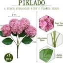 A Bunch 21in, Real Touch Pink Hydrangea Artificial Flowers,with 5pcs Flower Head 10pcs Leaves, Faux Hydrangea Flowers for Home Office Decor Wedding Party Arrangements (1, Pink)