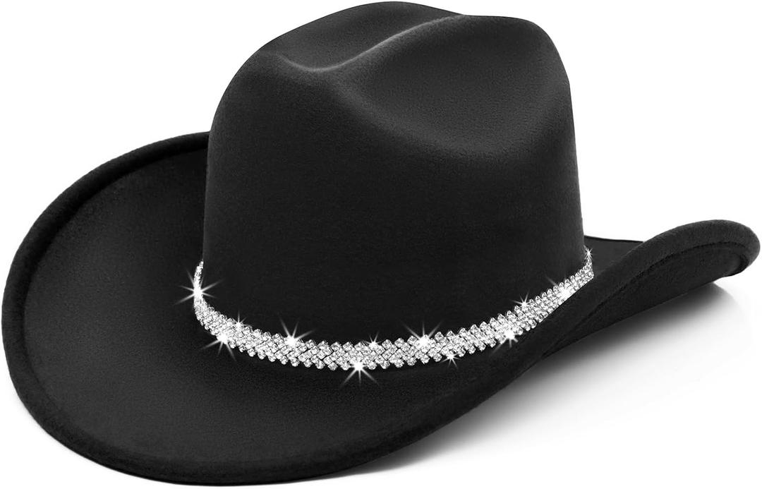 Cowboy Hat,Cowgirl hat,Cowboy Hats White/Black Western Cowgirl Hats for Women/Men (One Size)