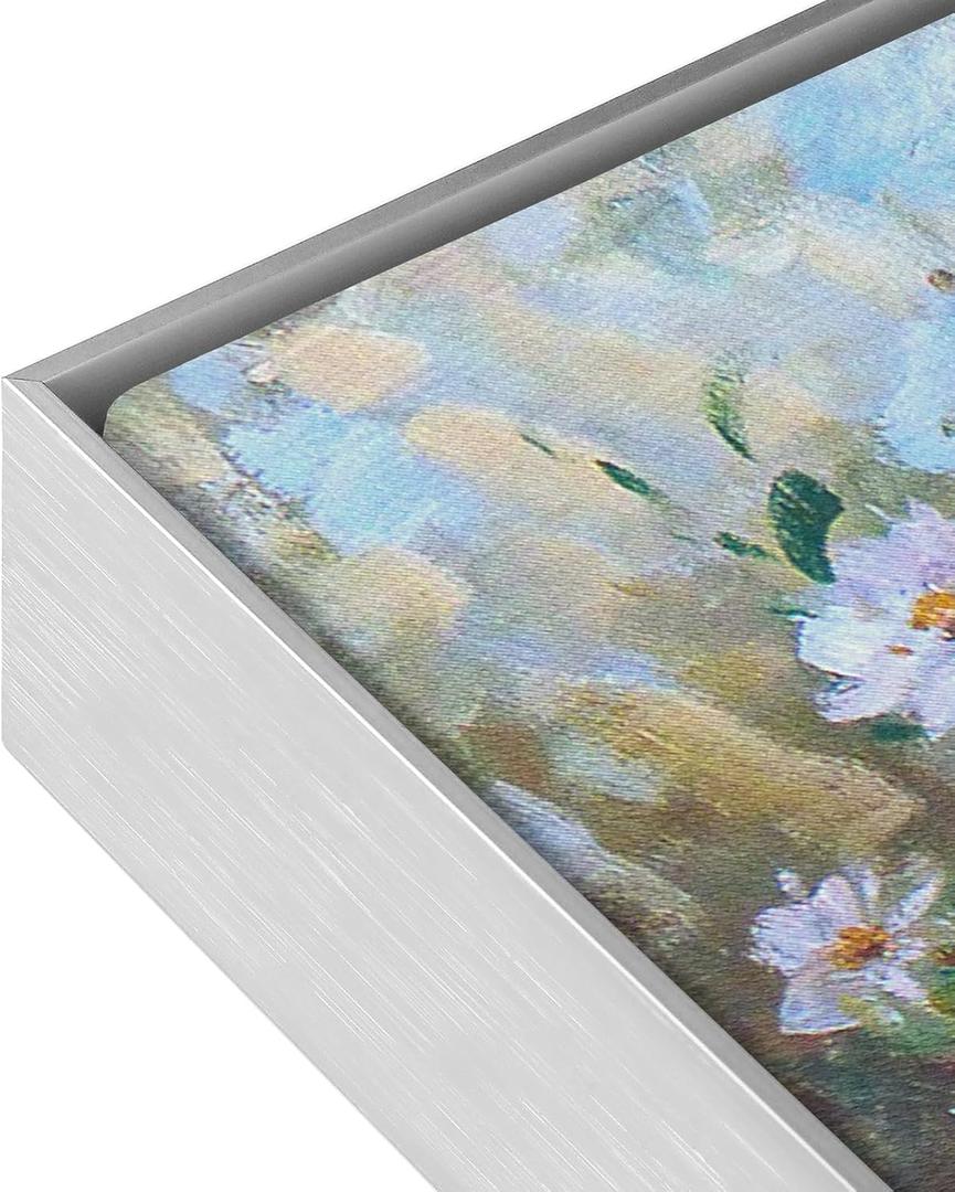 FOLKOR Canvas Floater Frame for 36x48 Modern Art Prints Paintings, DIY Metal Canvas Floating Frame with 5/6 Deep for Diamond Paintings Drawings Book Coffee Shop Classroom Artwork (Silver)