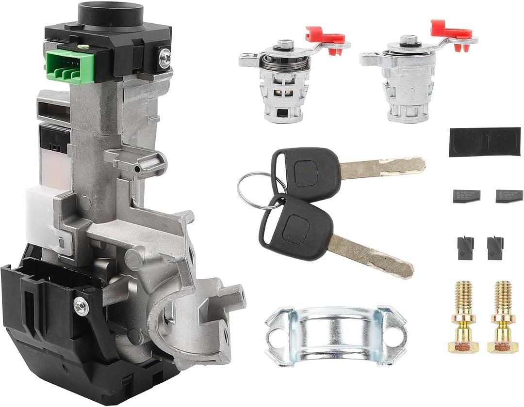 Dasbecan Ignition Switch Door Lock Cylinder Assembly Compatible with Honda Accord 2008-2011,CRV 2007-2010,FIT 2009-2011,Odyssey 2009-2011,Civic 2006-2011 Replace# 06350-SAA-G30 (with Chip ID46 Keys)
