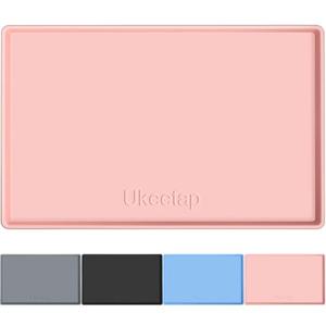 ukeetap Extra Thick Silicone Mat Waterproof with Raised Edge 34" x 22", Under Sink Mat for Kitchen & Bathroom, Kitchen Cabinet Liner, Multi-Purpose for Storage & Protection, Pink