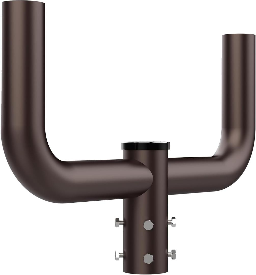 HYPERLITE Double Bullhorn Bracket for Parking Lot Light, 2 3/8" Bullhorn Bracket for 2 Lights, Durable Mounting Bracket Bullhead Tenon Adapter for LED Shoebox Area Light Street Pole Lights