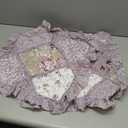 Brilliant Sunshine Lilac and Beige Rose Patchwork Ruffle Pillowshams, Quilted Decorative Pillow Covers Set, Square Throw Cushion Cases for Couch, Reclining Chair, Car, Bed, 18x18, Pack of 2, Lilac