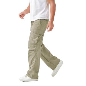 EMMA COLE Men's Baggy Parachute Cargo Pants Relaxed Fit Quick Resistant Drawstring Waist Casual Pants with Multi Pockets