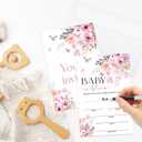 Floral Baby Shower Invites, Baby in Bloom Gender Reveal Invitations for Girls, 25 Invitations with Envelopes, Gender Reveal Party Favor Decorations Supplies -016