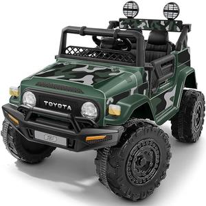 ELEMARA Toyota FJ40 Ride On Car-4.0mph Ride on Jeep,12V 7AH Battery Cars for Kids with Remote, Kid Driving Car Truck, Electric Car for Kids with DIY Stickers, 3 Speeds, 6 LED Lights, Bluetooth- Green