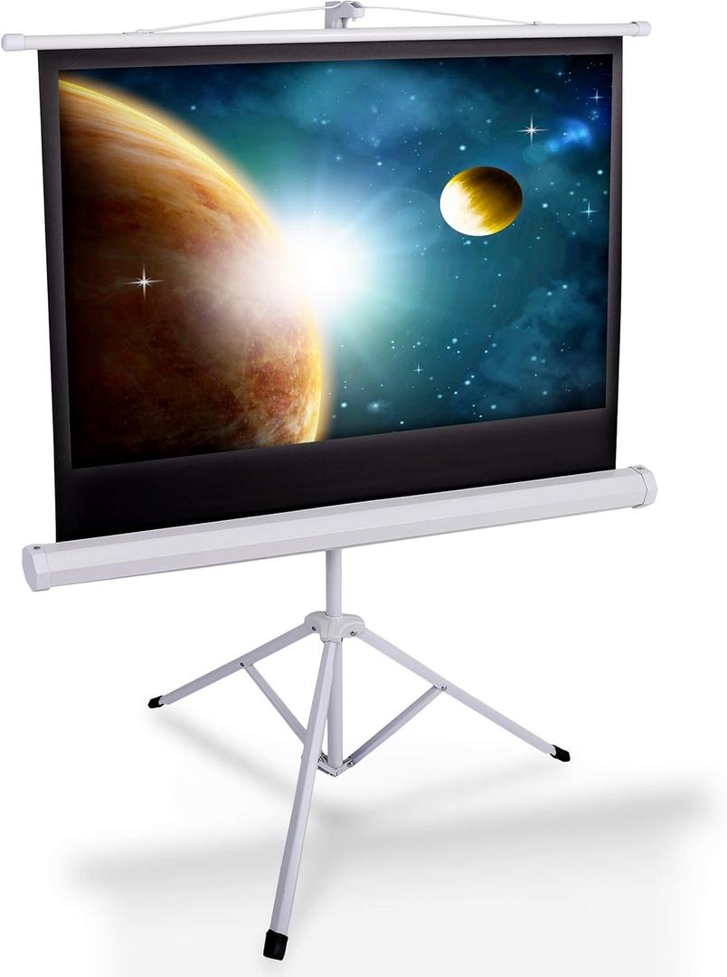 Pyle 40-Inch Portable Projector Screen with Tripod Stand - Lightweight and Durable Movie Projector Screen, Easy Pull Setup, 4:3 Aspect Ratio, Perfect for Indoor/Outdoor Use, Schools & Conferences
