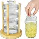 Artcome 4-Pack Glass Fermentation Weights with Easy Grip Handle and Unique Texture Design for Large Wide Mouth Mason Jars - Pickle Pebbles with Glass Weights Organizer - Space Saving Compact Design