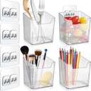 Losape Wall Mount Organizer, 6 Hooks and 4 Pack Cabinet Door Storage Bins, Space-Saving Adhesive Bathroom Wall Organizer, Wall Storage for Office, Cabinet, Pantry, Kitchen, Makeup