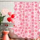 Frienda Valentine's Day Shower Curtain for Bathroom Decor Scalloped Love Hearts Curtain Romantic Waterproof Fabric for Valentines Day Bath Bathtub Decorations, Hooks Include, 72 x 72 Inch (Pink)