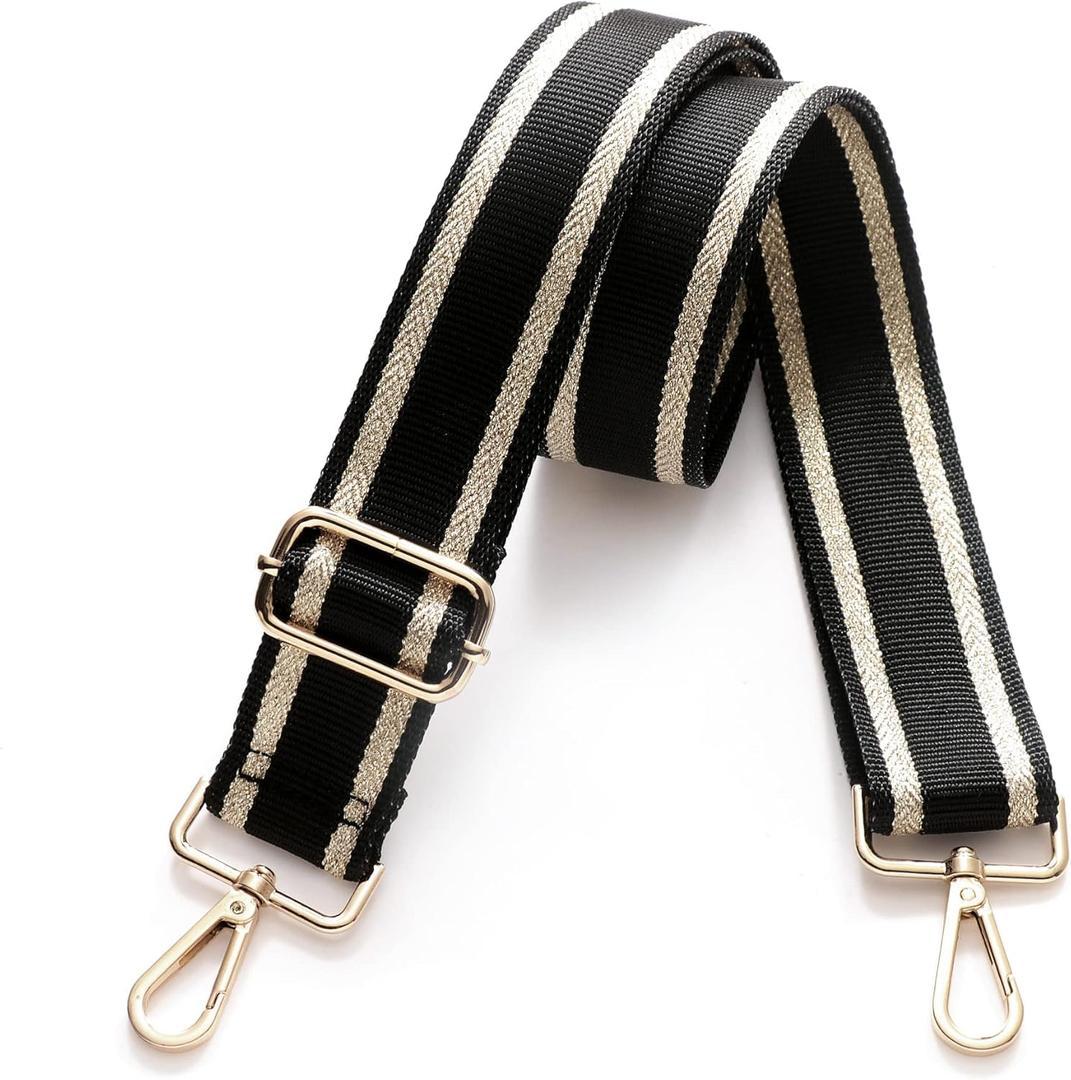 S-Jacorry Purse Strap Replacement Crossbody Wide Shoulder Strap Adjustable Canvas Straps Handbag Strap Replacement Belts (Gold Buckle-162)