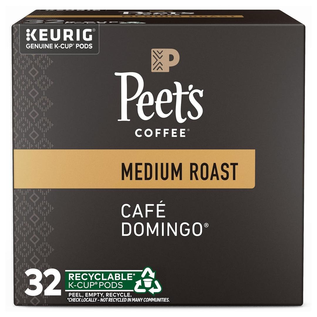 Peet's Coffee, Medium Roast Single Serve Coffee Pods, 100% Arabica Coffee - Caf Domingo 32 Count (1 Box of 32 Pods)