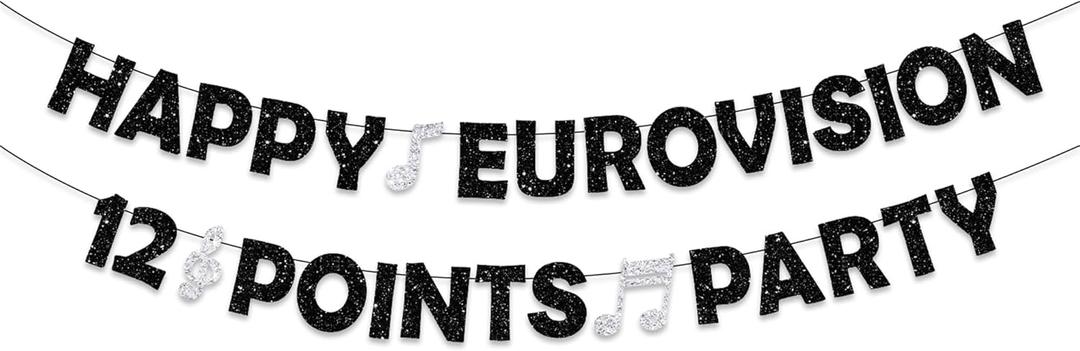 5 x Happy Eurovision Banner Decorations Eurovision Decorations European Music Party