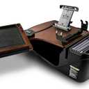 AutoExec Reach Desk Front Seat Car Desk and Portable Workstation with Printer Stand, Tablet Mount and Phone Vent Clip, Mahogany