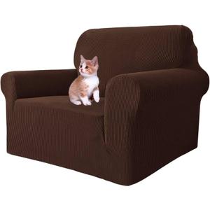 MAXIJIN Stretch Chair Cover Chair Slipcovers with Arms, 1-Piece Couch Sofa Chair Covers for Living Room, Non Slip Armchair Cover (31"-46") Furniture Protector Dogs Pet Friendly (Chair, Coffee)