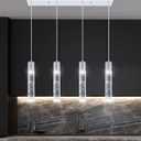 4-Lights Mini Crystal Pendant Light for Kitchen Island, Modern Led Crystal Chandelier for Dining Room Living Room 6000K