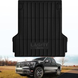 LASFIT Truck Bed Mat for Ford Maverick 2025 2024 2023 2022 Hybrid & Gasoline TPE All Weather Truck Bed Liner Custom Fit Bed Mat(Not fit with Drop-in Bed Liner), 1PC Black