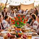 4 Pcs Artificial Lemon Pomegranate Branches Faux Pomegranate Fruit Stem with Green Leaves Fake Lemon Decoration 12'' High for Kitchen Home Hotel Table Farmhouse Fall Centerpieces Decor