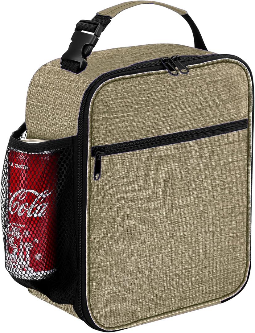 Lunch Box for Men - Reusable Lunch Bag Men Adult Women- Insulated Small LunchBox (Beige)
