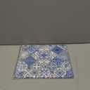 HOSNYE Table Runner Blue White Patchwork Tile in Spanish Style,Cotton Linen Table Runner Decoration for Kitchen Family Dinner Table Holiday Party Farmhouse Style 13 x 72 Inch