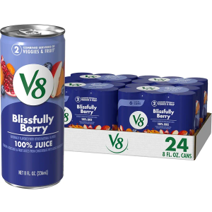 V8 Blissfully Berry 100% Fruit and Vegetable Juice, 8 fl oz Can (24 Pack), BBD 

07/16/2026