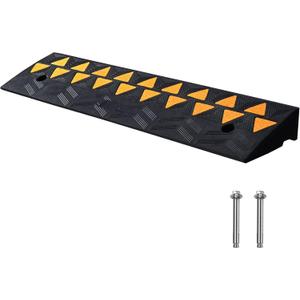 VEVOR Rubber Curb Ramp 3.7" Rise Height Sidewalk Threshold Ramp, 10" Width 39.4" Length Driveway Ramp for Forklifts, Trucks, Buses, Cars, Wheelchairs, Bikes (3.7" H, Black)