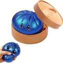 Glitter Dumpling, Glitter Dumpling Squishy with Box, Cute Anxiety Relief Fidget Toy, Soft Squeeze Decompression Dough for Adults (Flashing Blue Eyes)