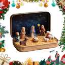 Mini Christmas Nativity Set in a Tin Box  Portable Mini Nativity Set with Resin Nativity Sets & Figures, Pocket-Size Holy Family Scene for Home Dcor or Travel (1PC)