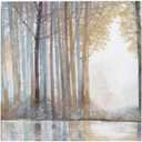 Madison Park Wall Art Living Room Dcor - Triptych Scenery Watercolor Canvas, Home Accent Modern Dining Decoration, Ready to Hang Painting for Bedroom, Multi-Sizes, Natural Forest Reflection 3 Piece