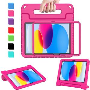 AVAWO Kids Case for New iPad (A16) 11th Generation 11 Inch 2025, iPad 10th Generation 10.9" 2022 with Built-in Screen Protector Durable Shockproof Lightweight Handle Cover for i Pad 10/11 Gen, Rose