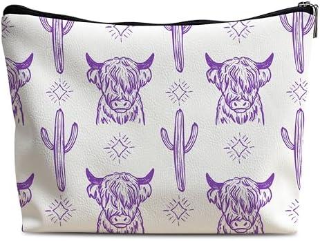 Lacosu Cow Makeup Bag - Leather Cowgirl Stuff, Western Gifts For Women, Multifunctional Makeup Bag 2 Pack
